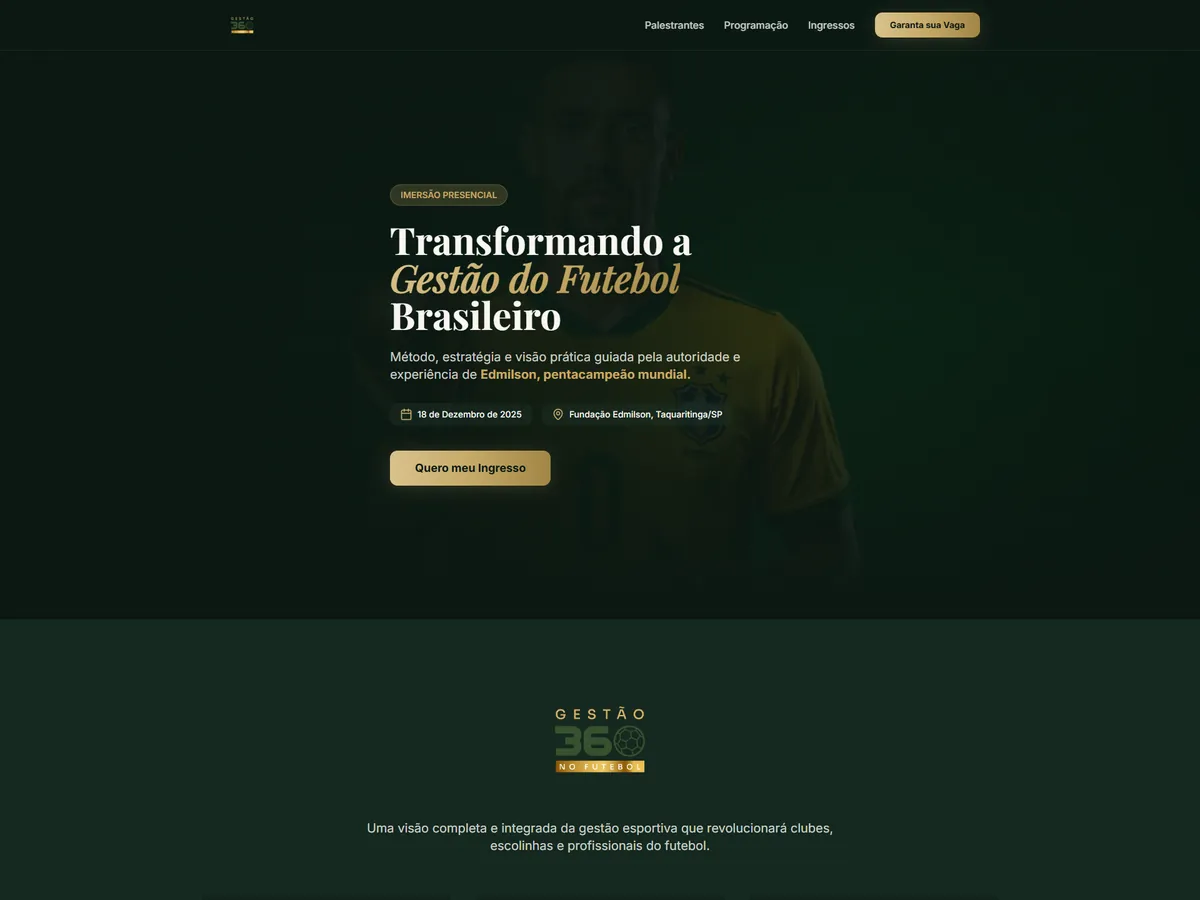 Topo da página Gestão 360 no Futebol: transformando a gestão do futebol brasileiro